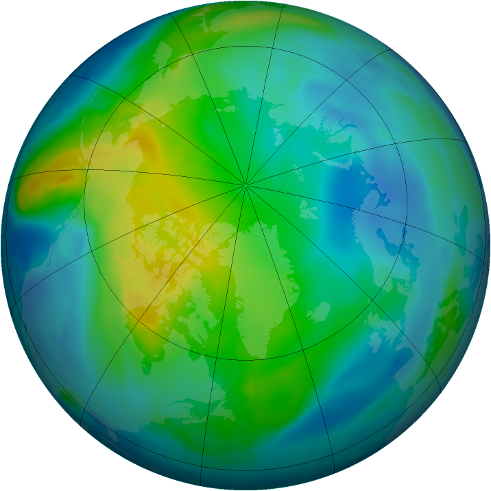 Arctic ozone map for 03 November 2010